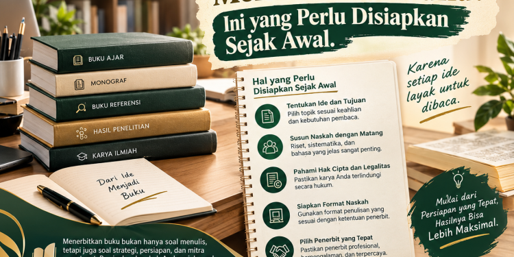 Infografis persiapan dosen menerbitkan buku sejak awal bersama Penerbit Al Adzkiya